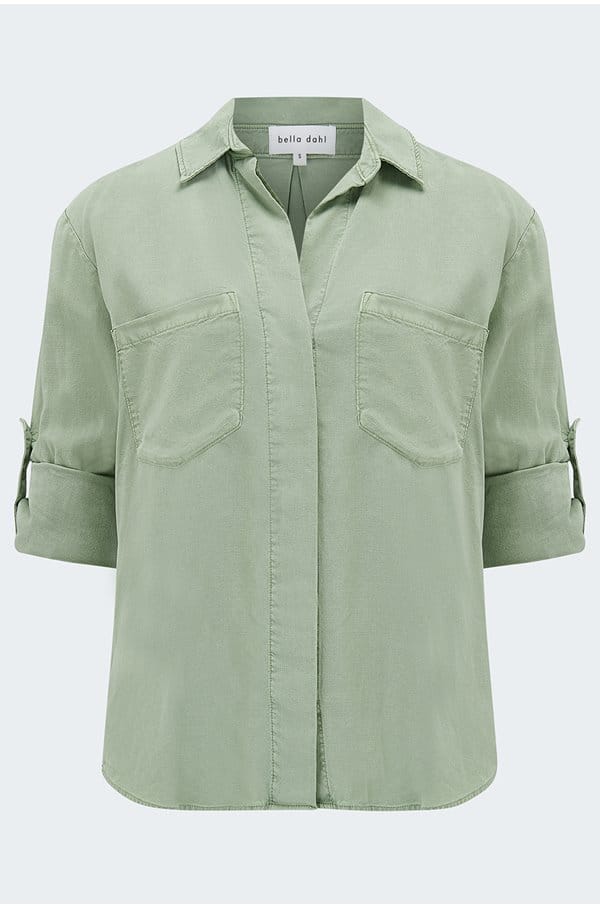 split back button down shirt in olive grove