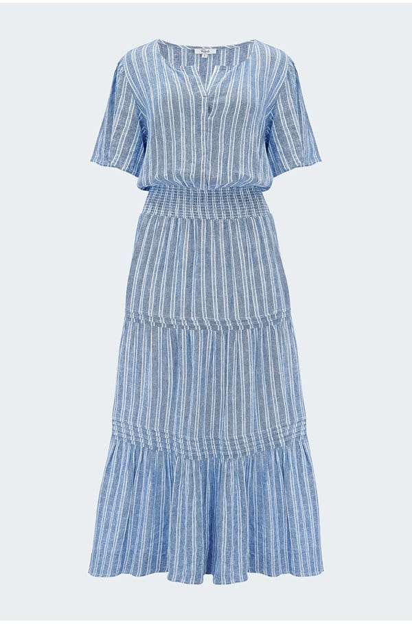 cannes dress in lake view stripe