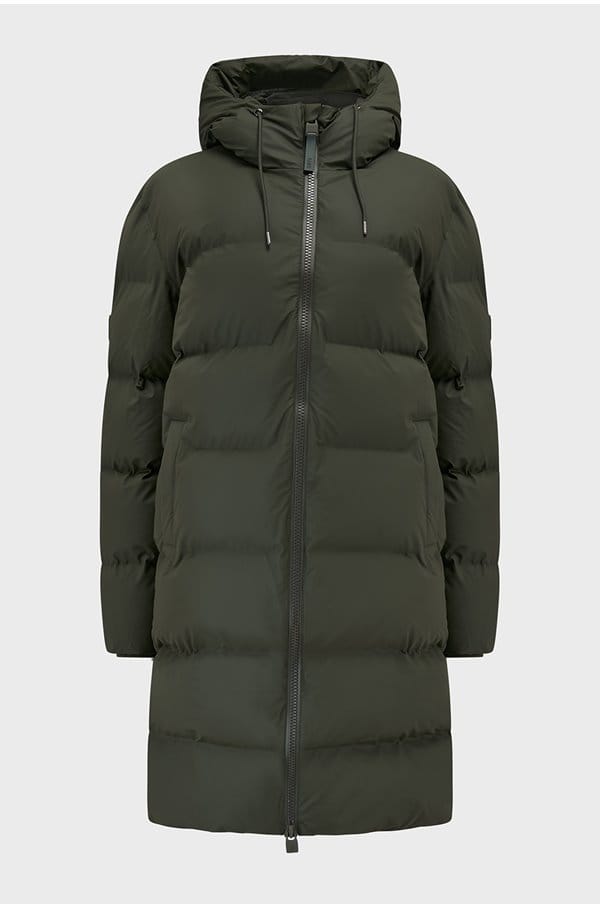 long puffer jacket in green