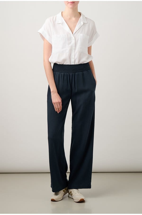 Trilogy Stores | Smocked Waist Wide Leg Pant in Endless Sea