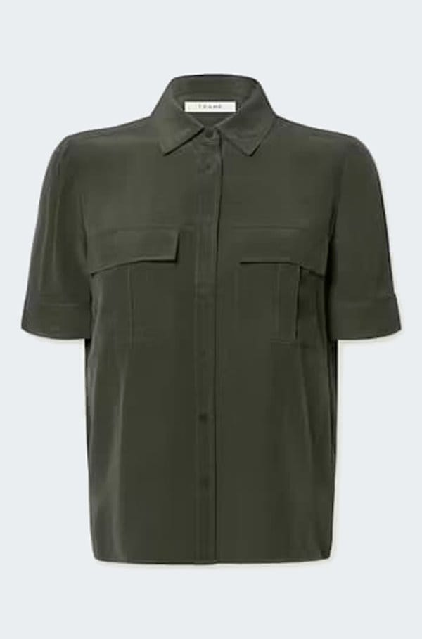 patch pocket button down in military