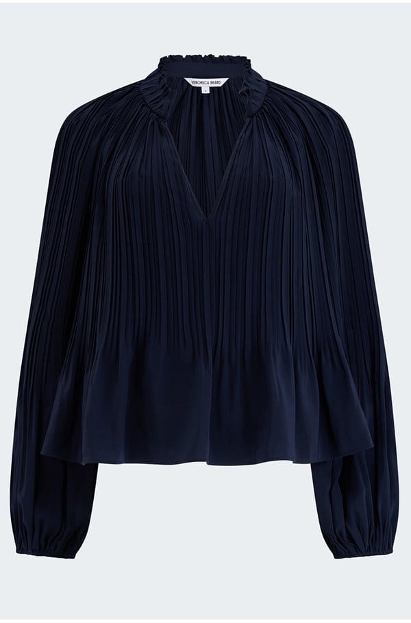 walker pleated top in navy