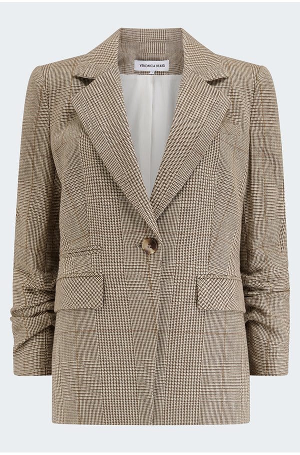 battista plaid dickey jacket in ecru ochre