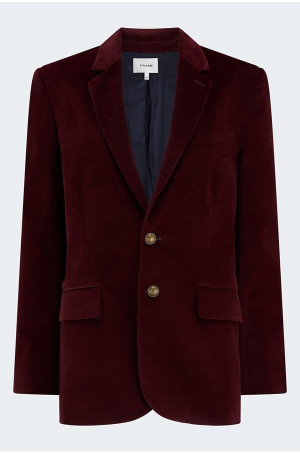 everyday velvet blazer in wine