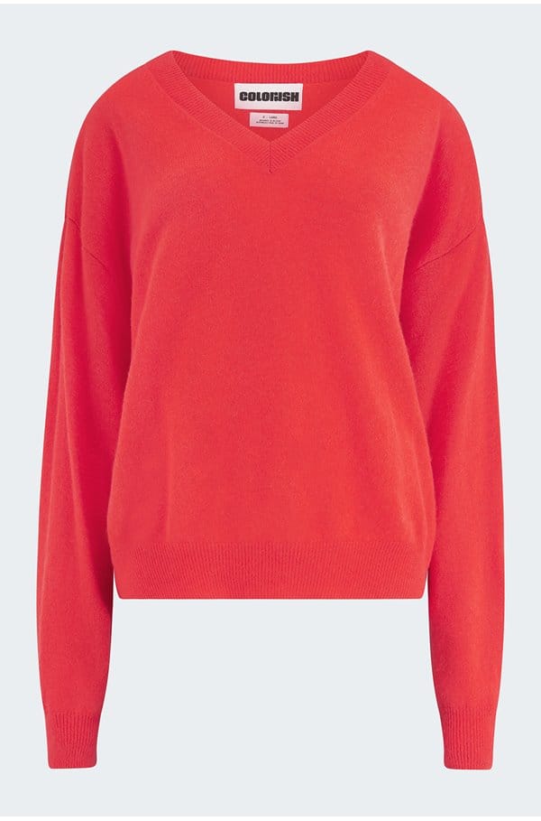 malibu v neck jumper in lobster