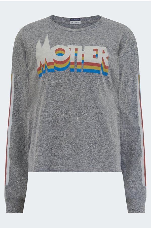 the long sleeve slouchy cut off sweatshirt in mother prism