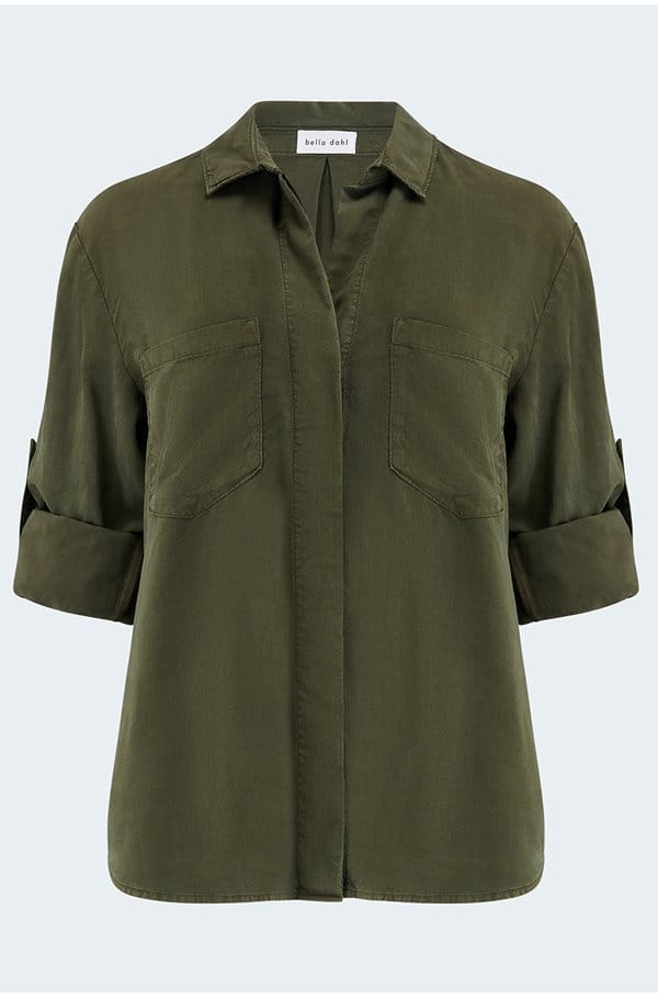 split back button down shirt in italian herb