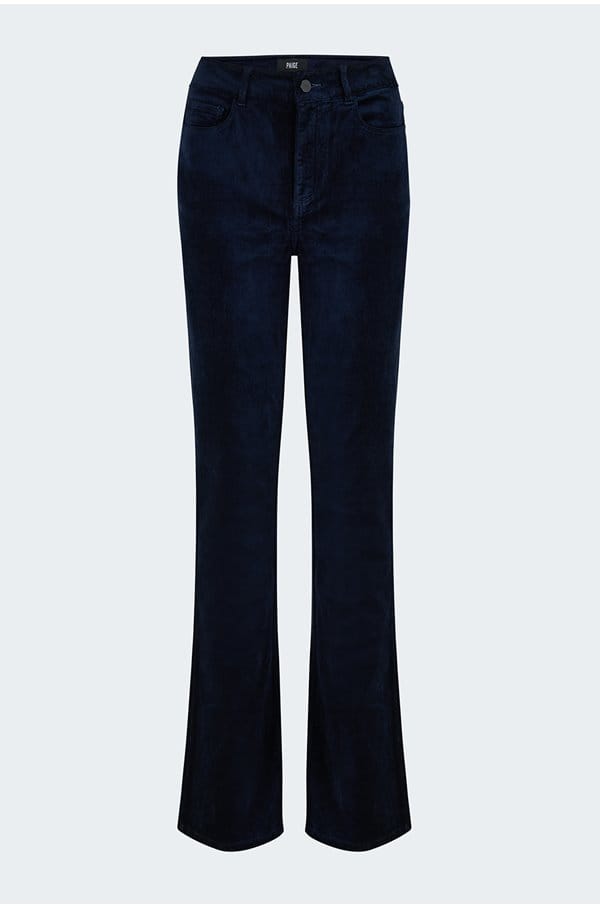 high rise manhattan bootcut in deep navy velvet