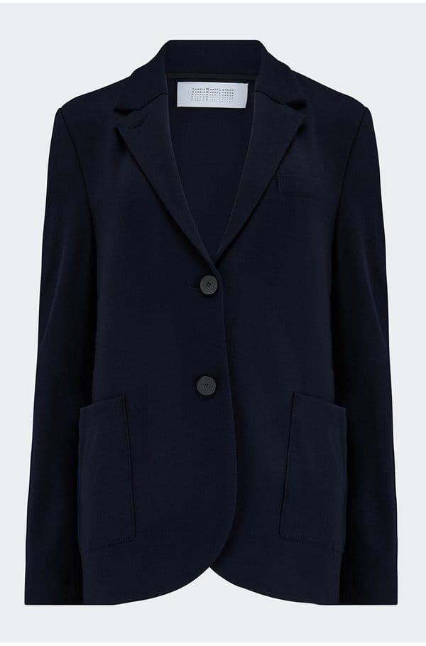 stand up collar blazer in navy blue