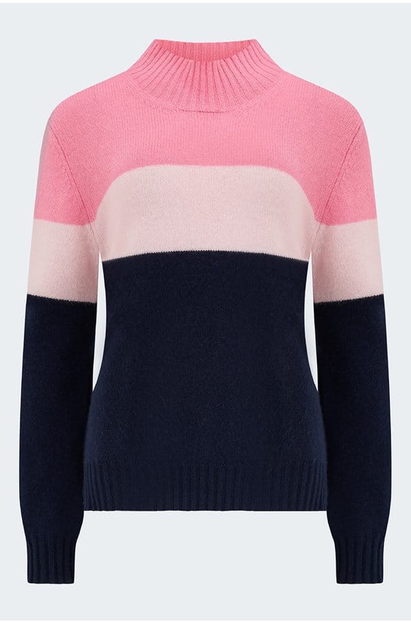 colour block turtle in flamingo pink marl navy