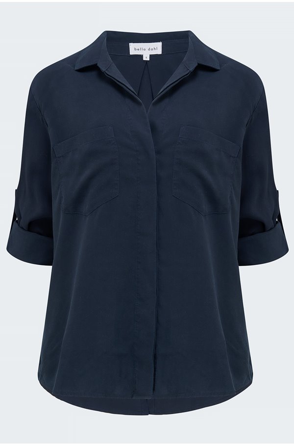 Bella Dahl - Split Back Button Down Shirt In Endless Sea