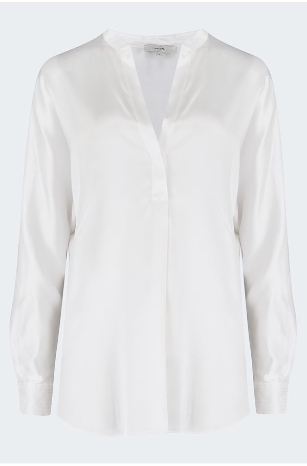 Vince - Band Collar Blouse in Optic White