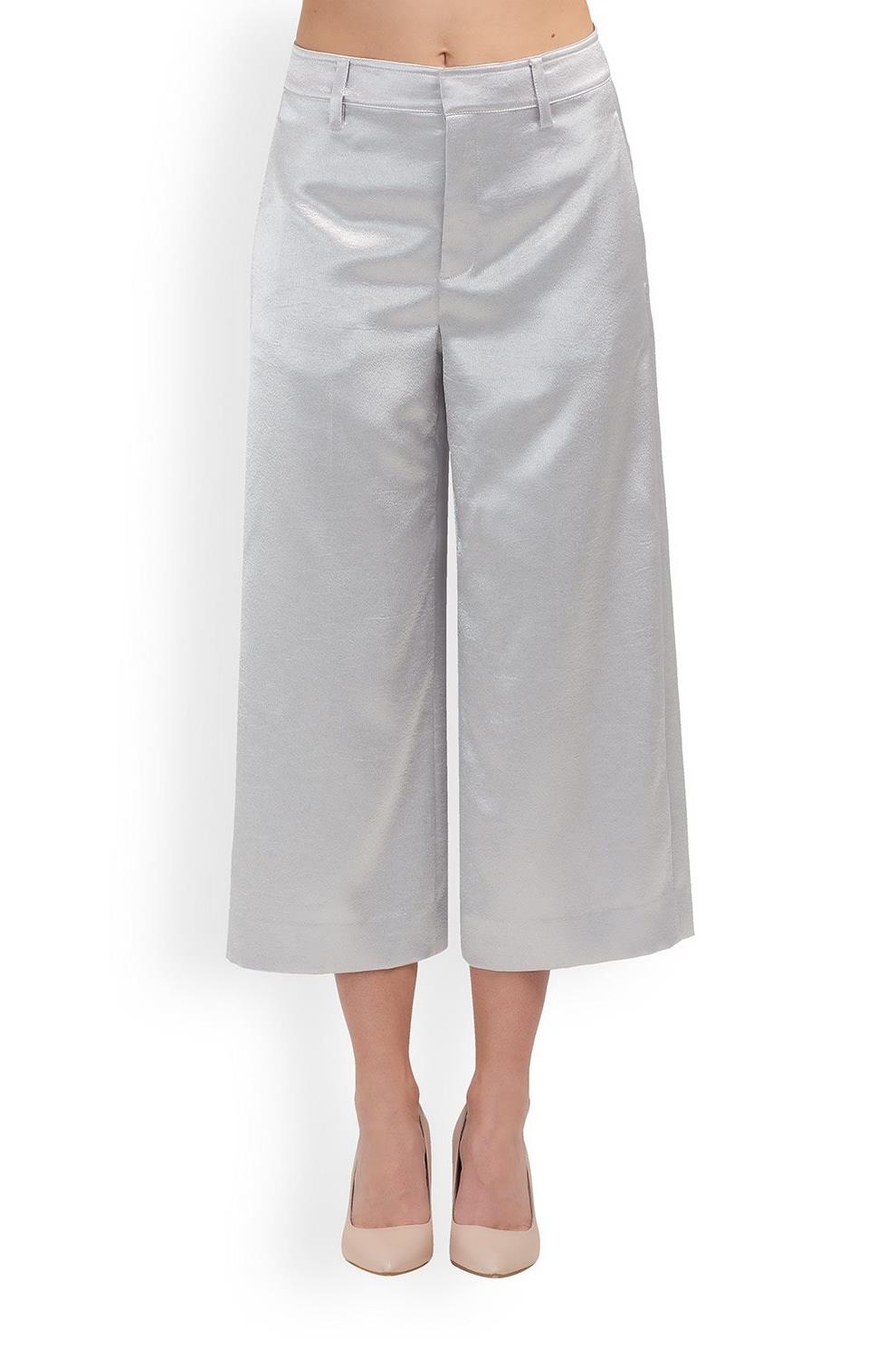 silver cropped trousers