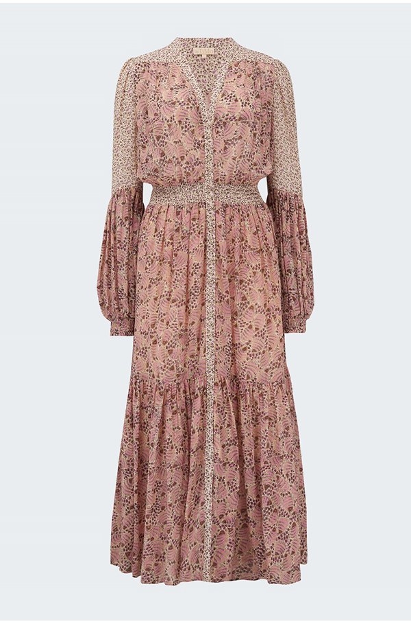 Bytimo Bohemian Midi Dress In Feathers In Pink | ModeSens