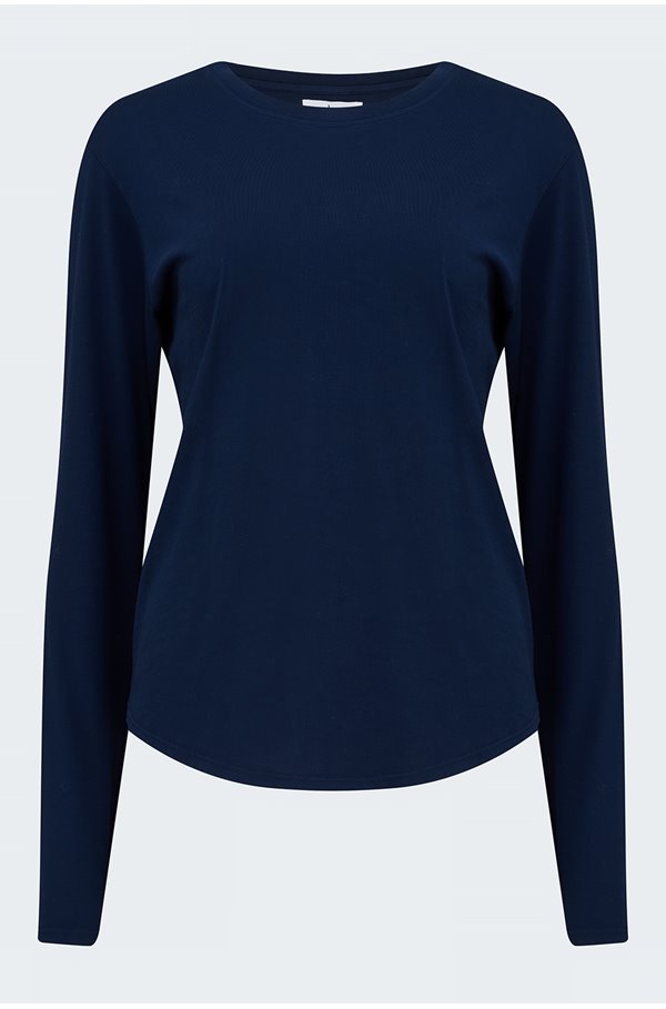 Velvet By Graham & Spencer Daniela Long Sleeve Tee In Navy In Blue