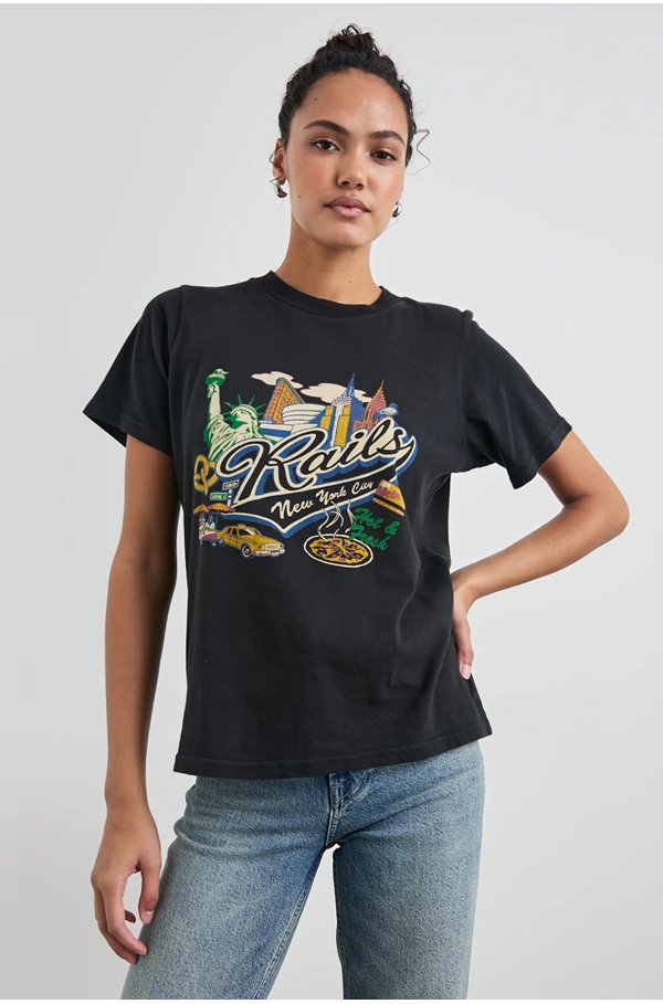 Shop Rails Boyfriend Tee In New York In Grey&#47;prints