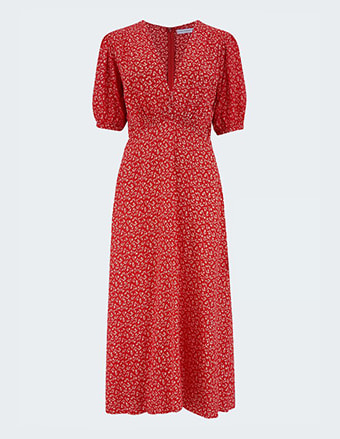 Sonja Midi Dress In Maddy Vintage Red